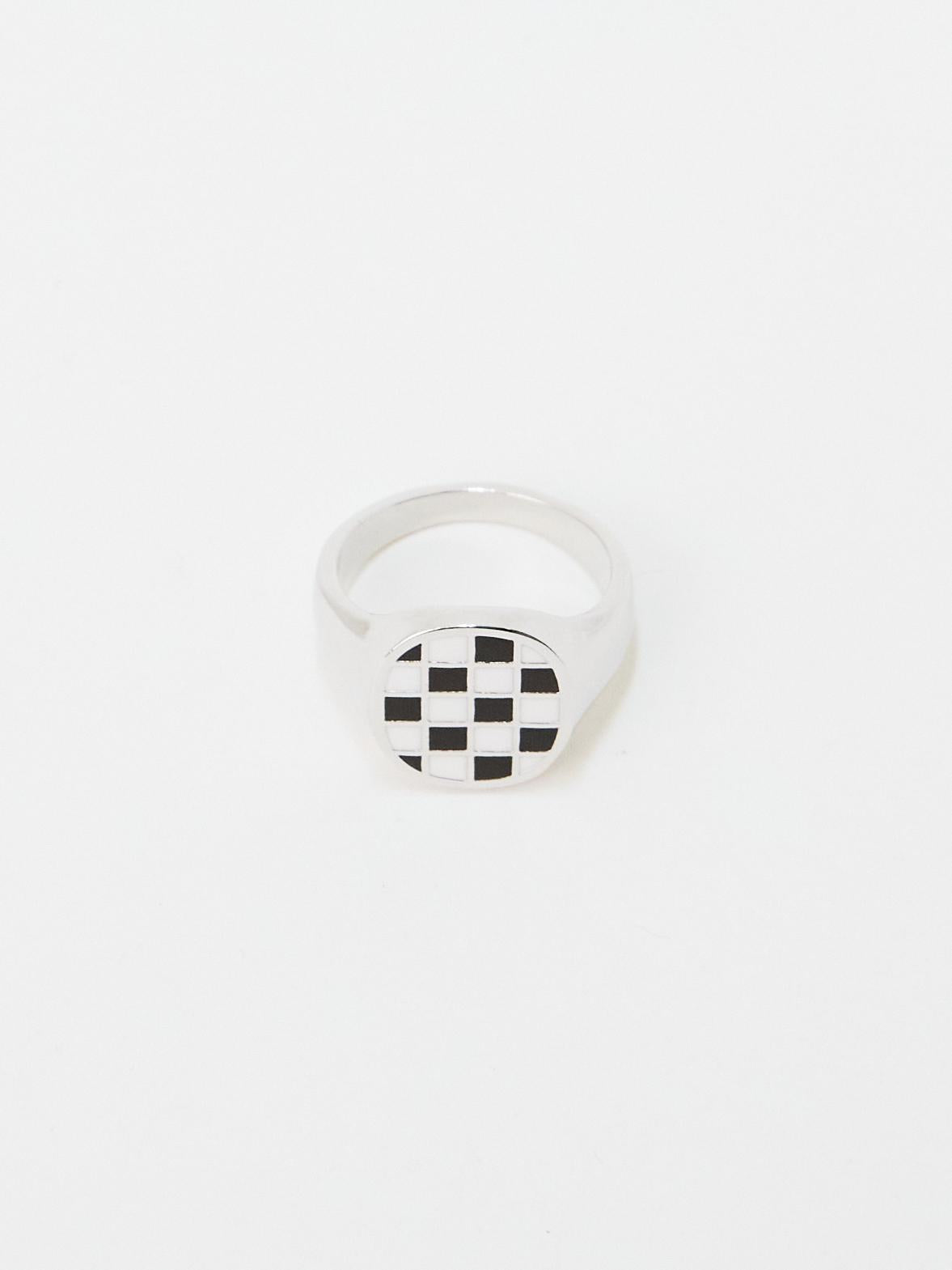 Bold Checkerboard Signet Ring (2colors)