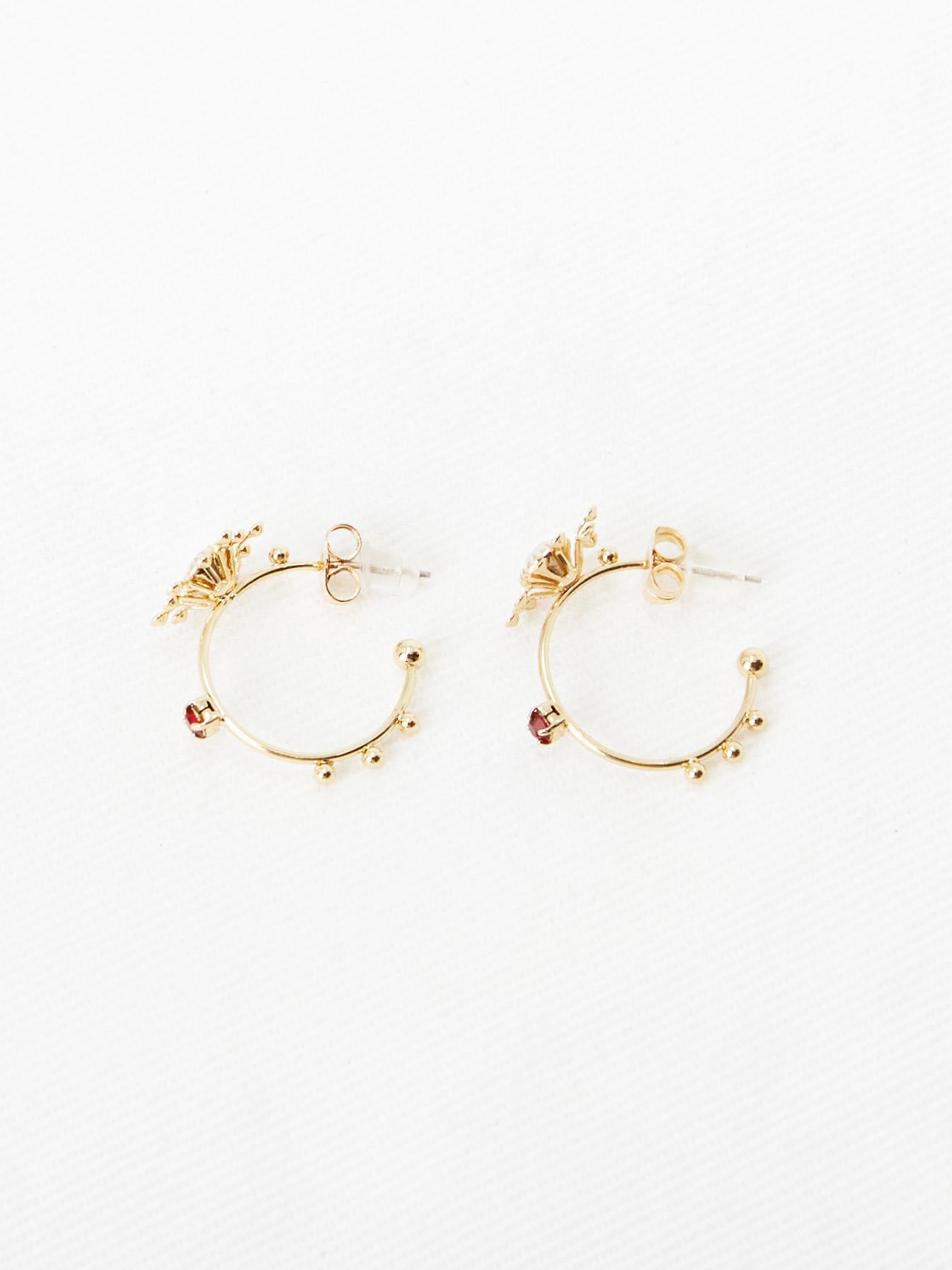 Opal Flower Hoops