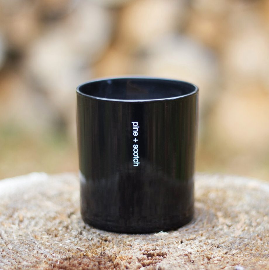pine + scotch tumbler candle