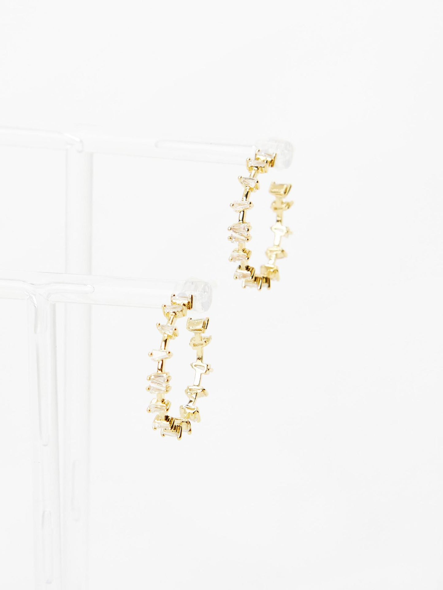 Triangle Cut Stone Hoop Earrings