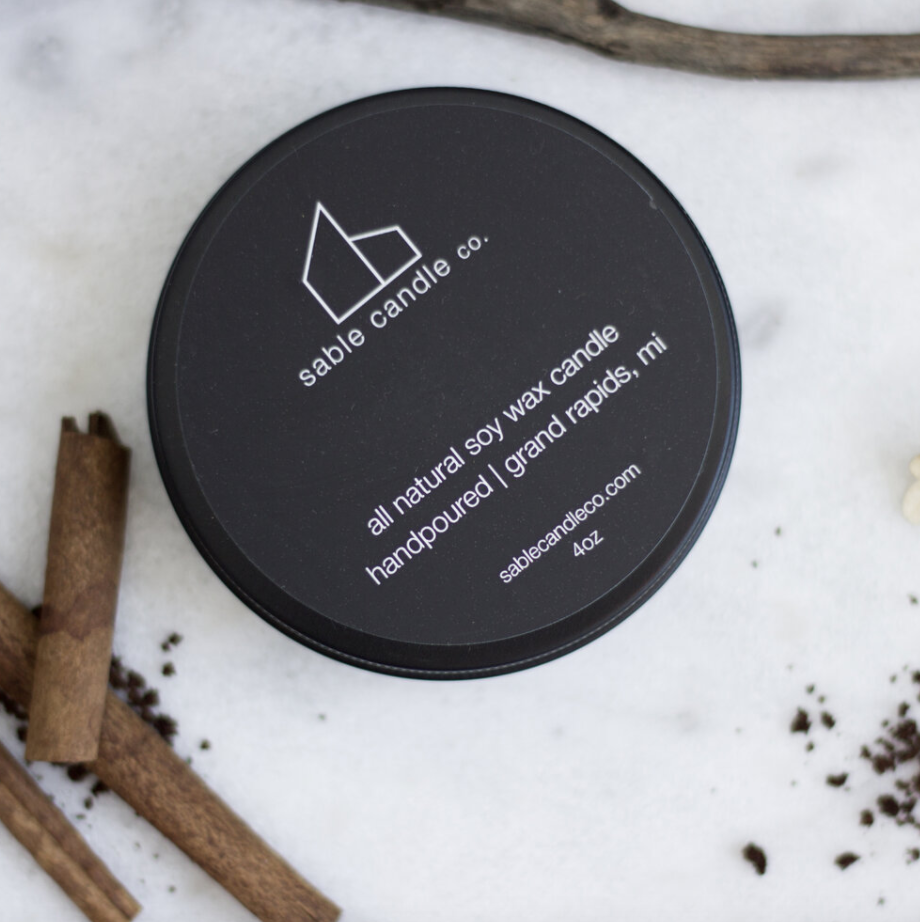 tobacco + vanilla mini tin candle