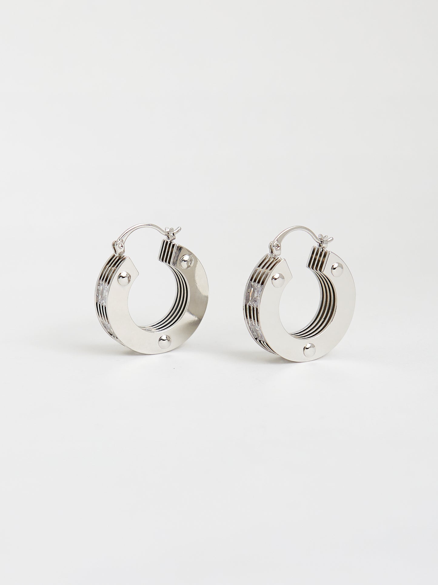 Huggie Hoop Earrings (Silver)