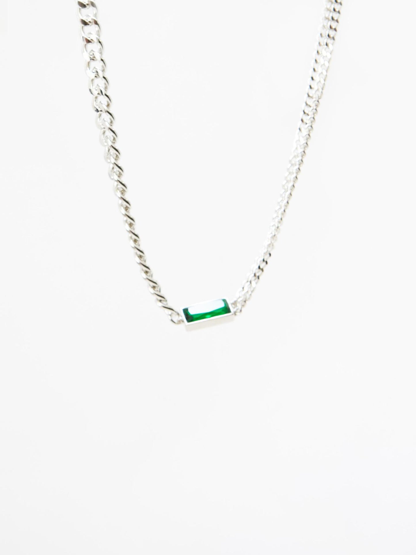 Double Chain Green Charm Necklace