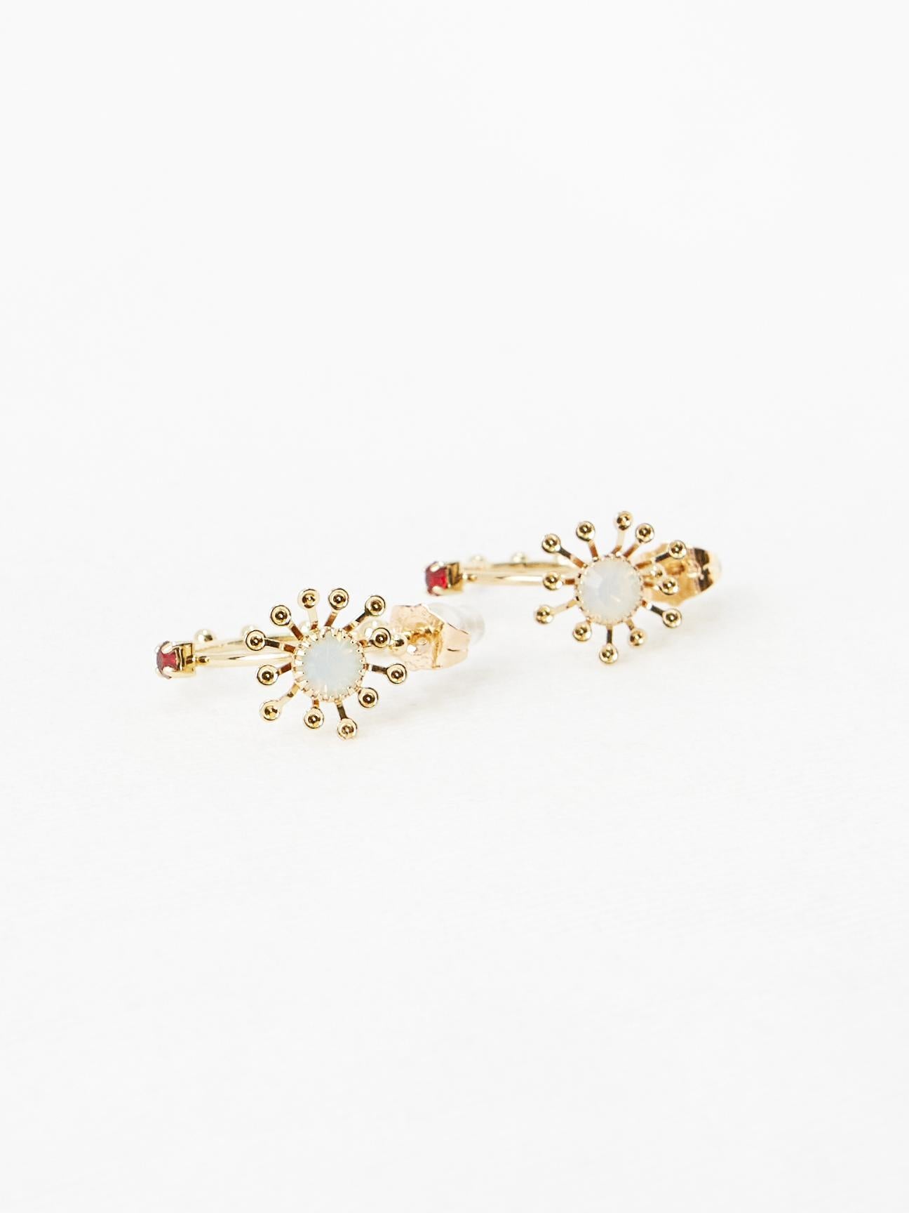 Opal Flower Hoops