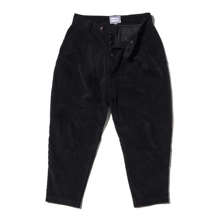 MIXED CORDUROY PATTEN BAGGY PANTS - BLACK (M/L)