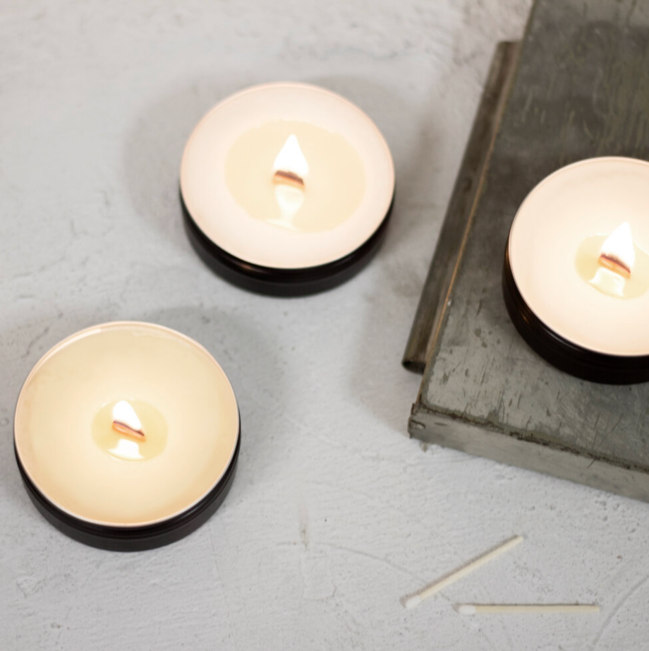 pine + scotch mini tin candle
