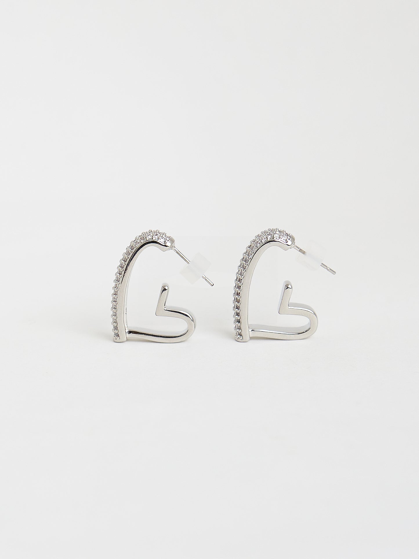 Heart Post Earrings (Silver)