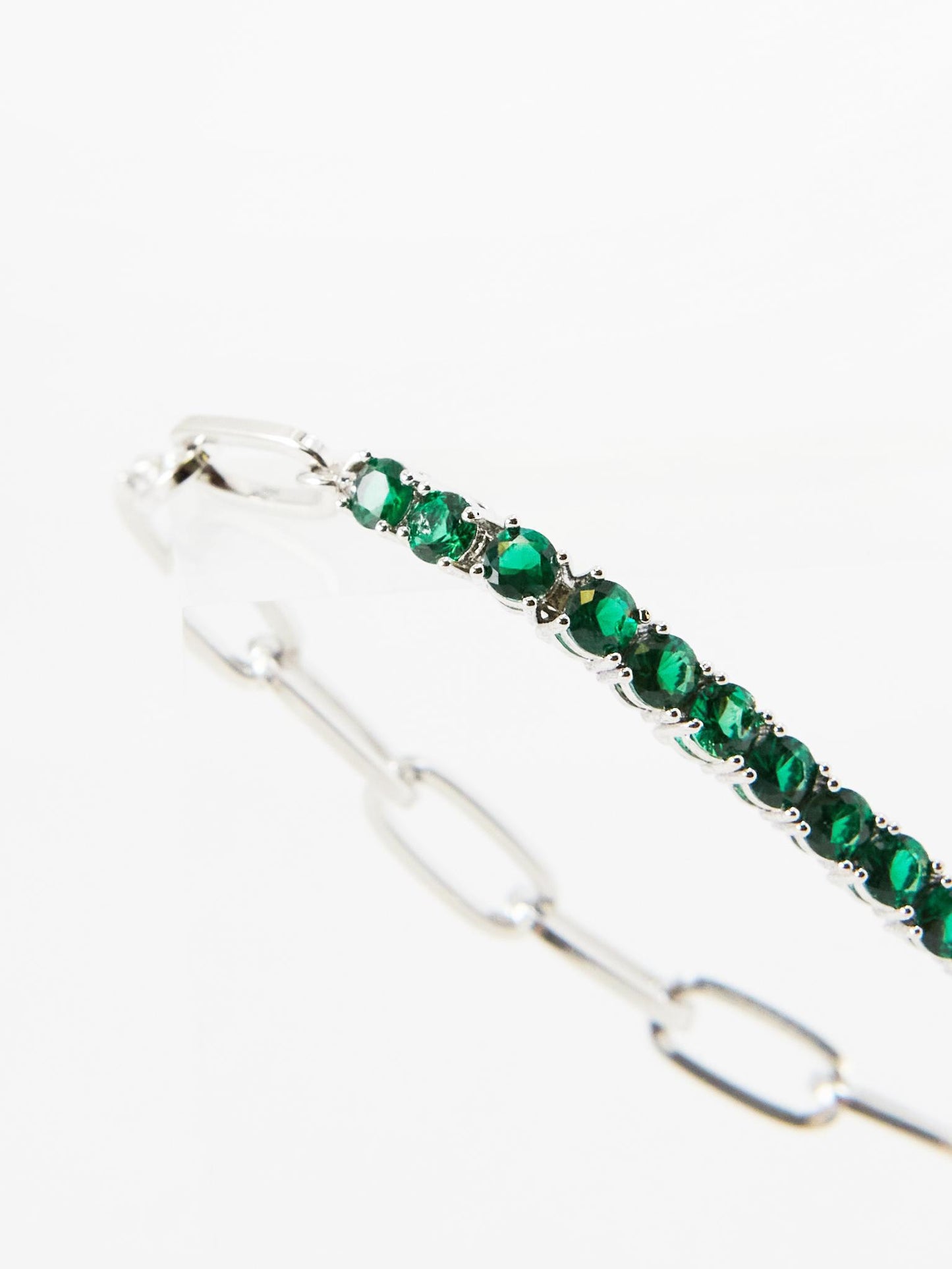 Double Chain Green Tennis Bracelet