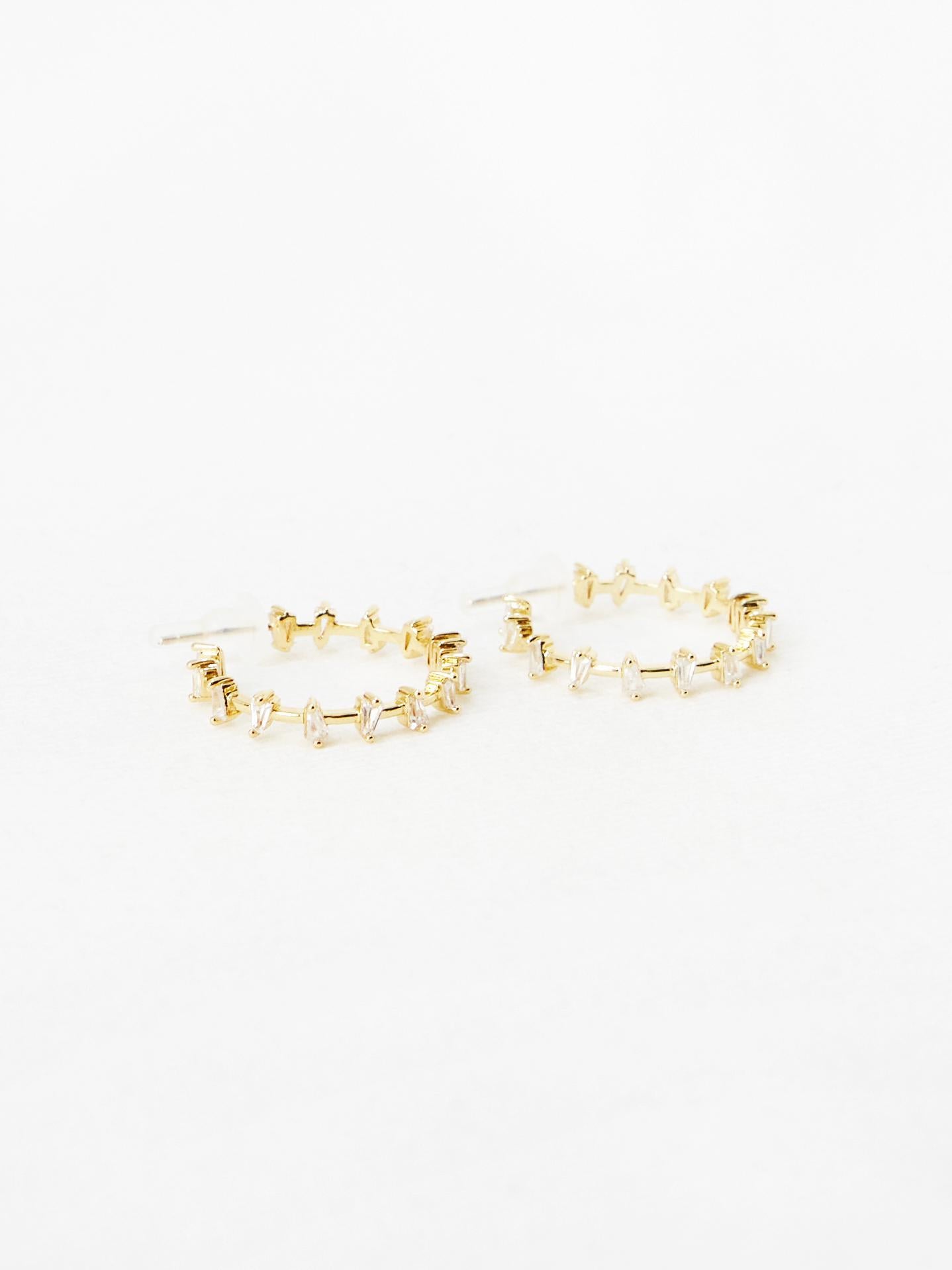 Triangle Cut Stone Hoop Earrings