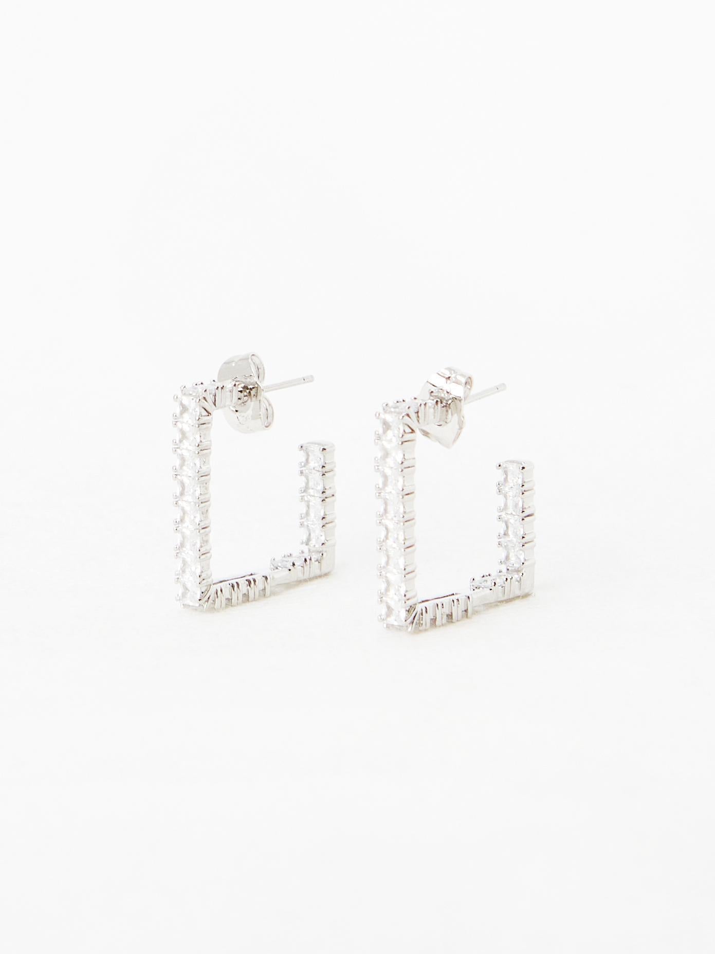 Silver Square Hoops