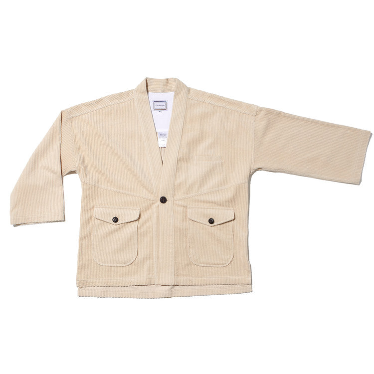 VINTAGE CASUAL CORDUROY ROBE - IVORY (M/L)