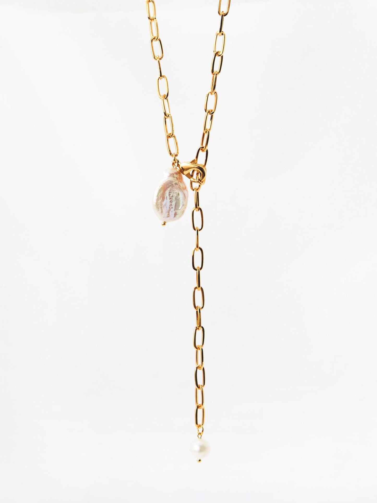 Pearl Chain Long Necklace (2color)