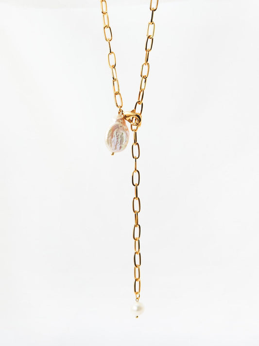 Pearl Chain Long Necklace (2color)