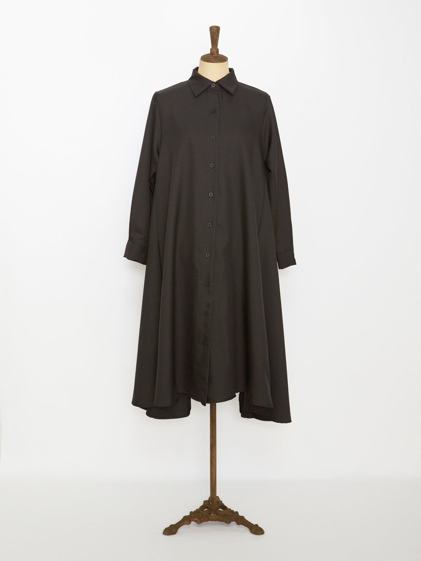 Flare Shirt Dress (Black)