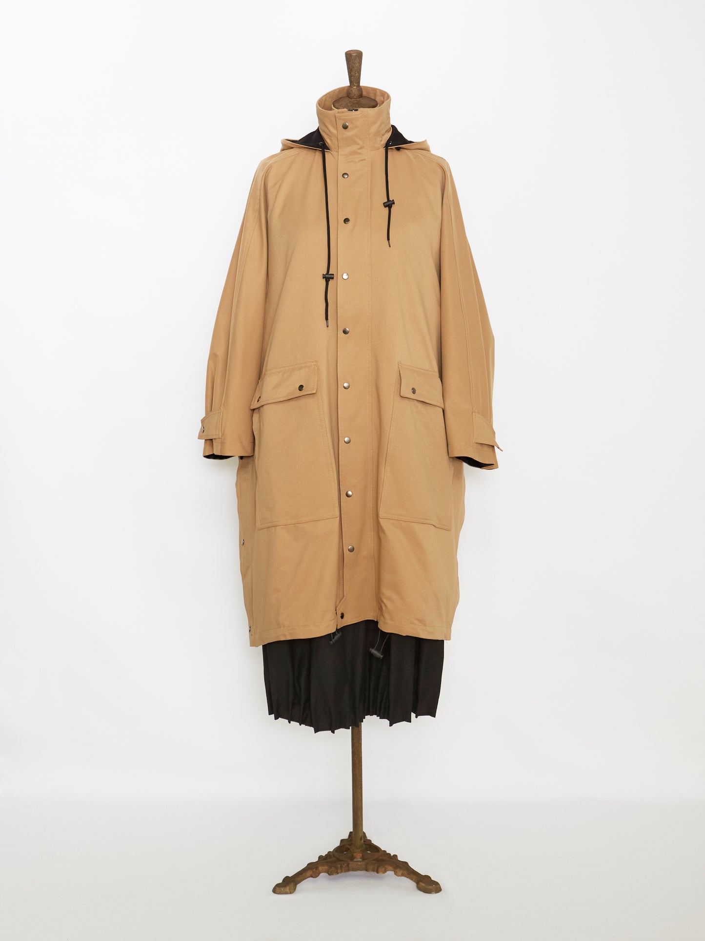 Hoodie Trench Coat (Brown)
