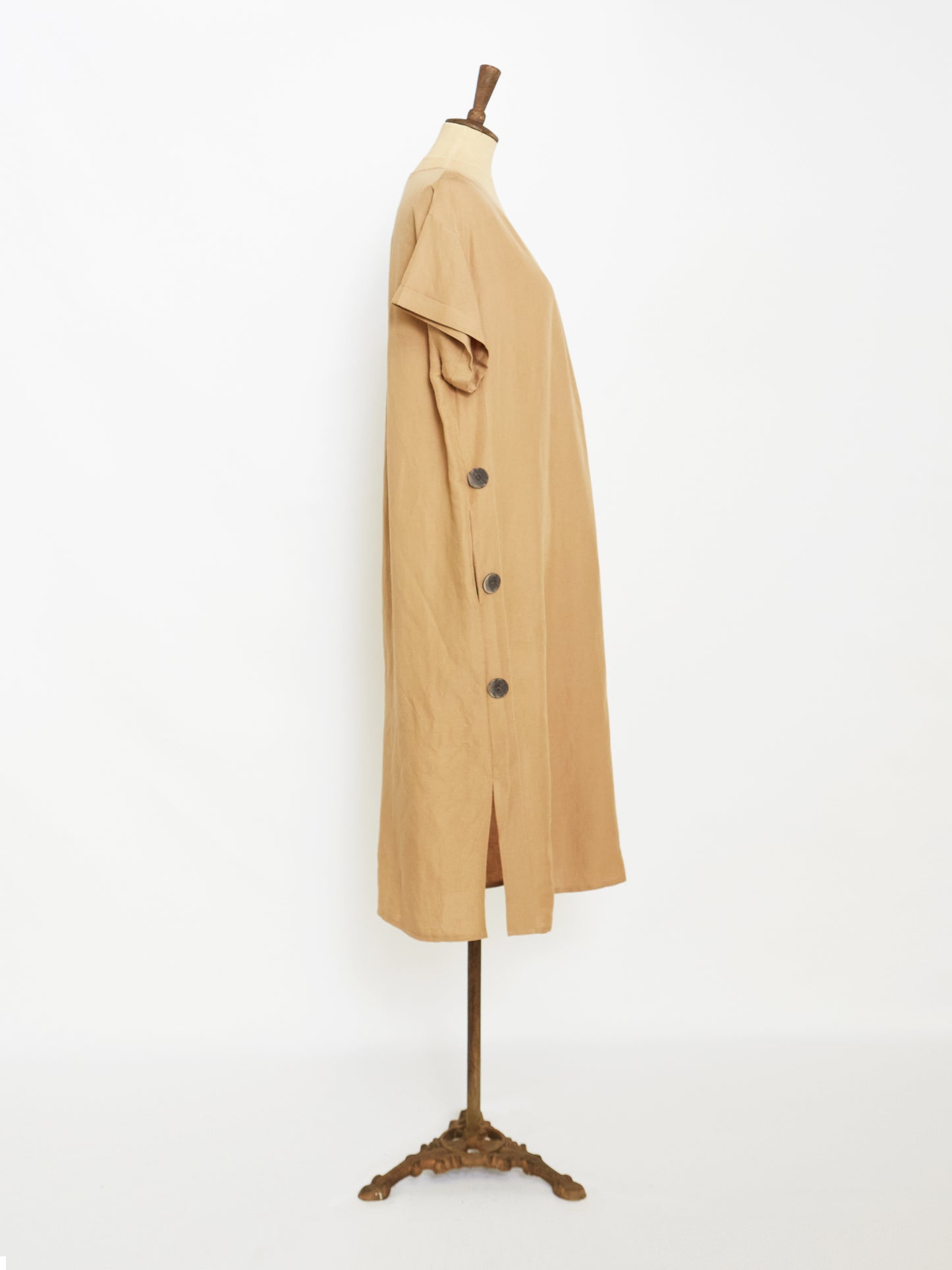 The Side Button Dress (Beige)