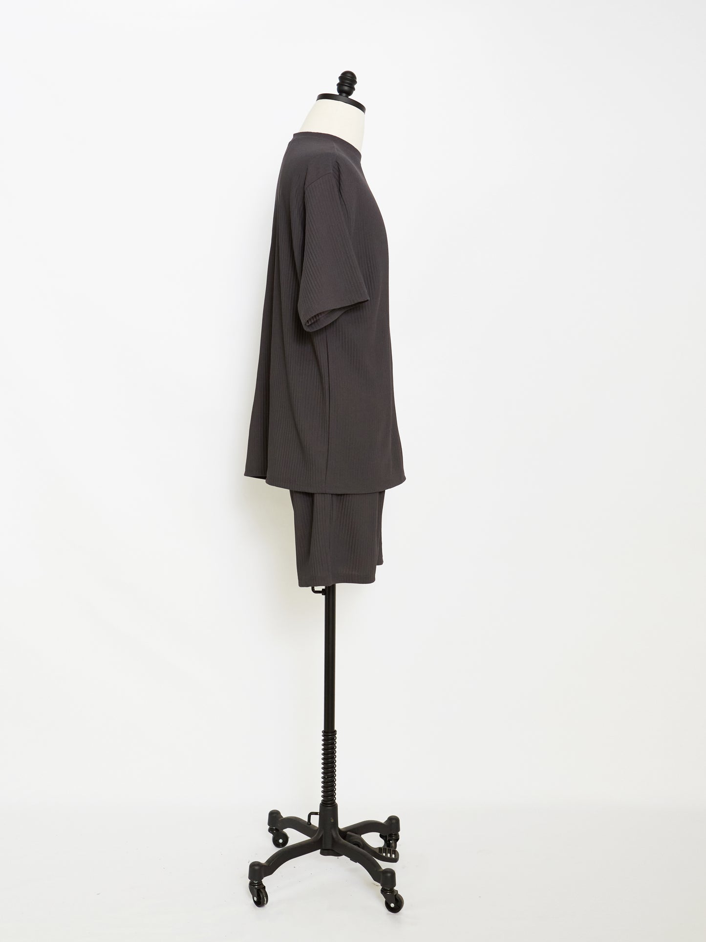 Pleats Cotton Set Top (Charcoal)