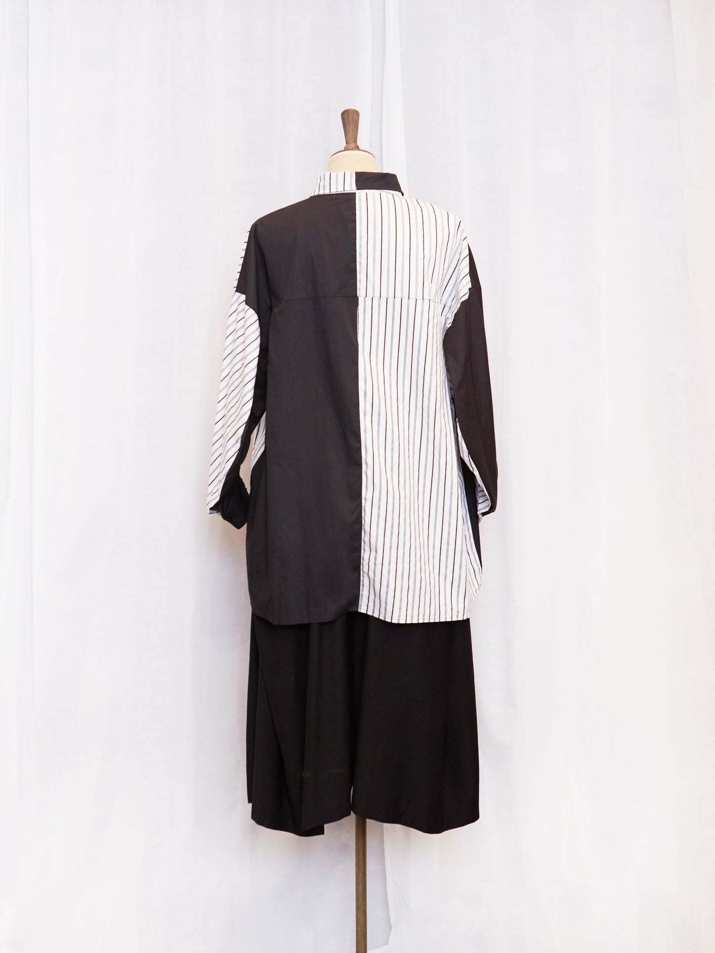 Plain + Striped Half Half Shirt