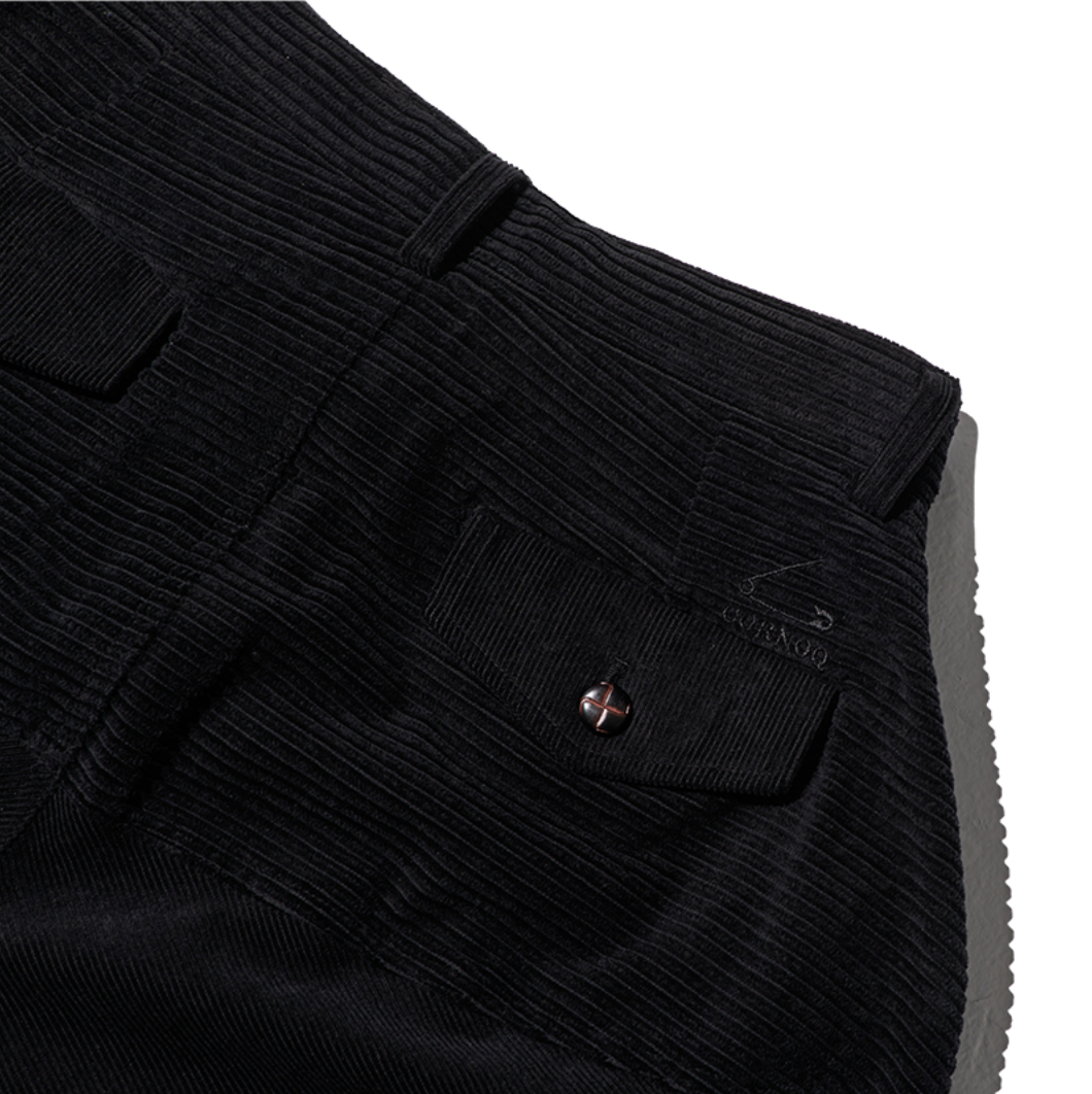 MIXED CORDUROY PATTEN BAGGY PANTS - BLACK (M/L)