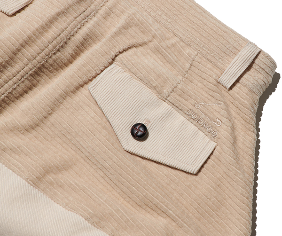 MIXED CORDUROY PATTEN BAGGY PANTS - IVORY (MEDIUM)