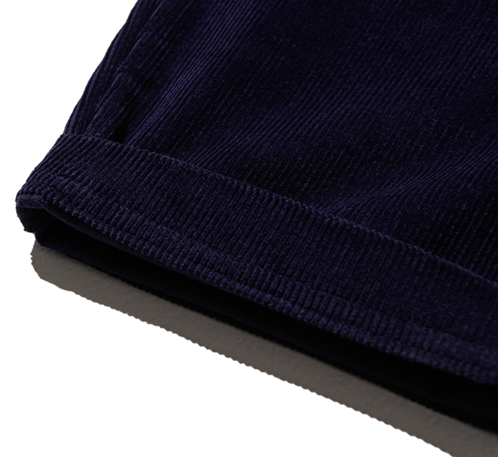 MIXED CORDUROY PATTEN BAGGY PANTS - NAVY (M/L)