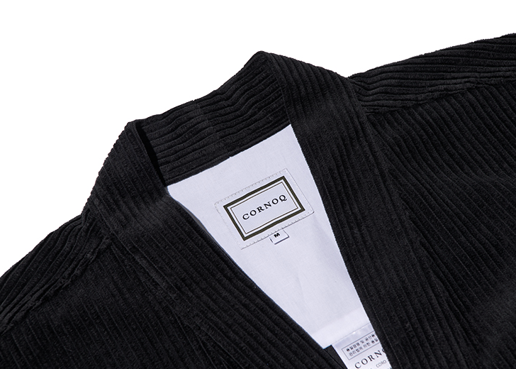 VINTAGE CASUAL CORDUROY ROBE - BLACK (M)