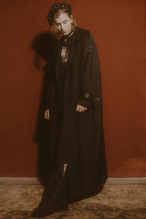 Leather-parts Long Trench (Black)