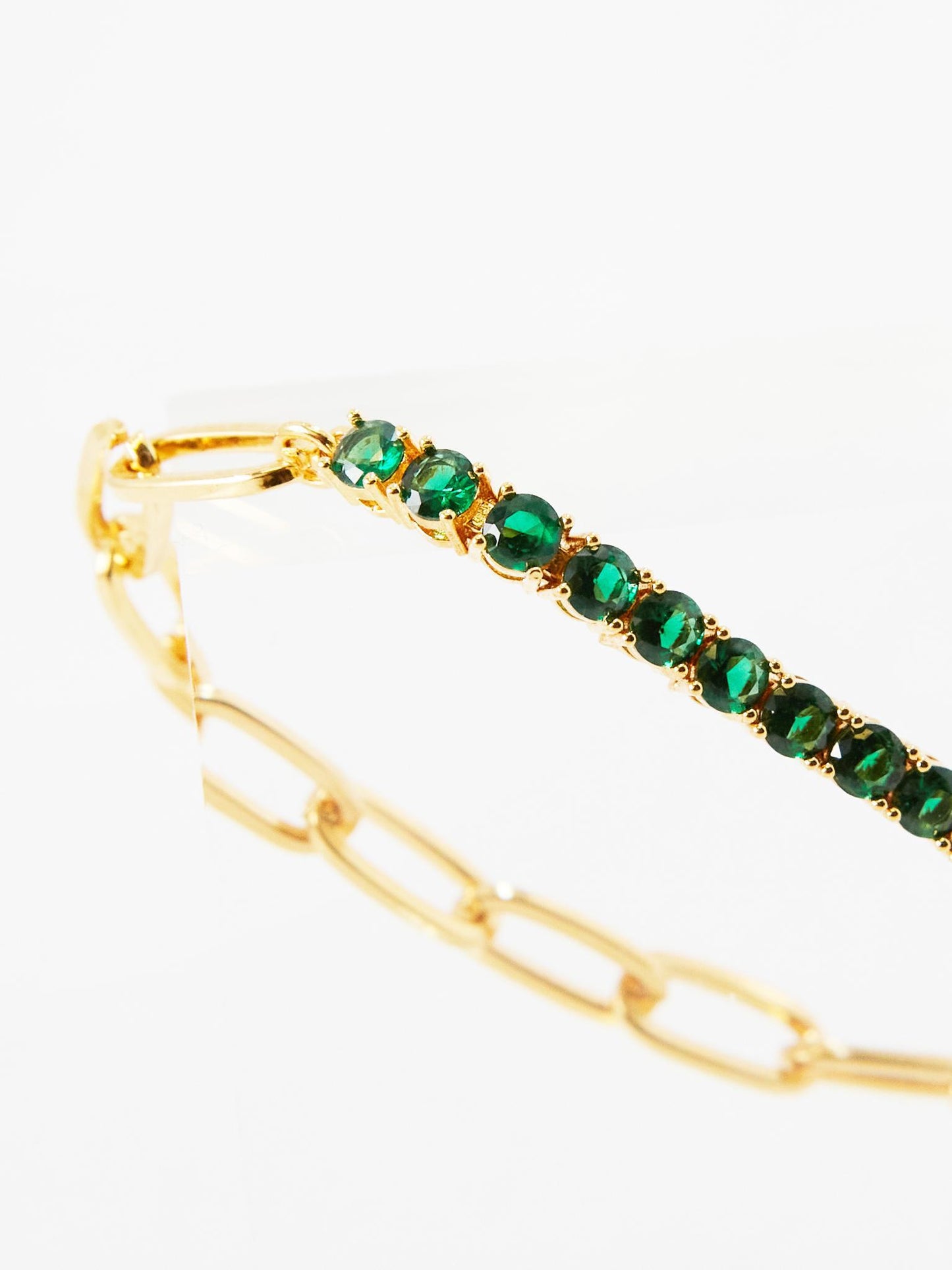 Double Chain Green Tennis Bracelet