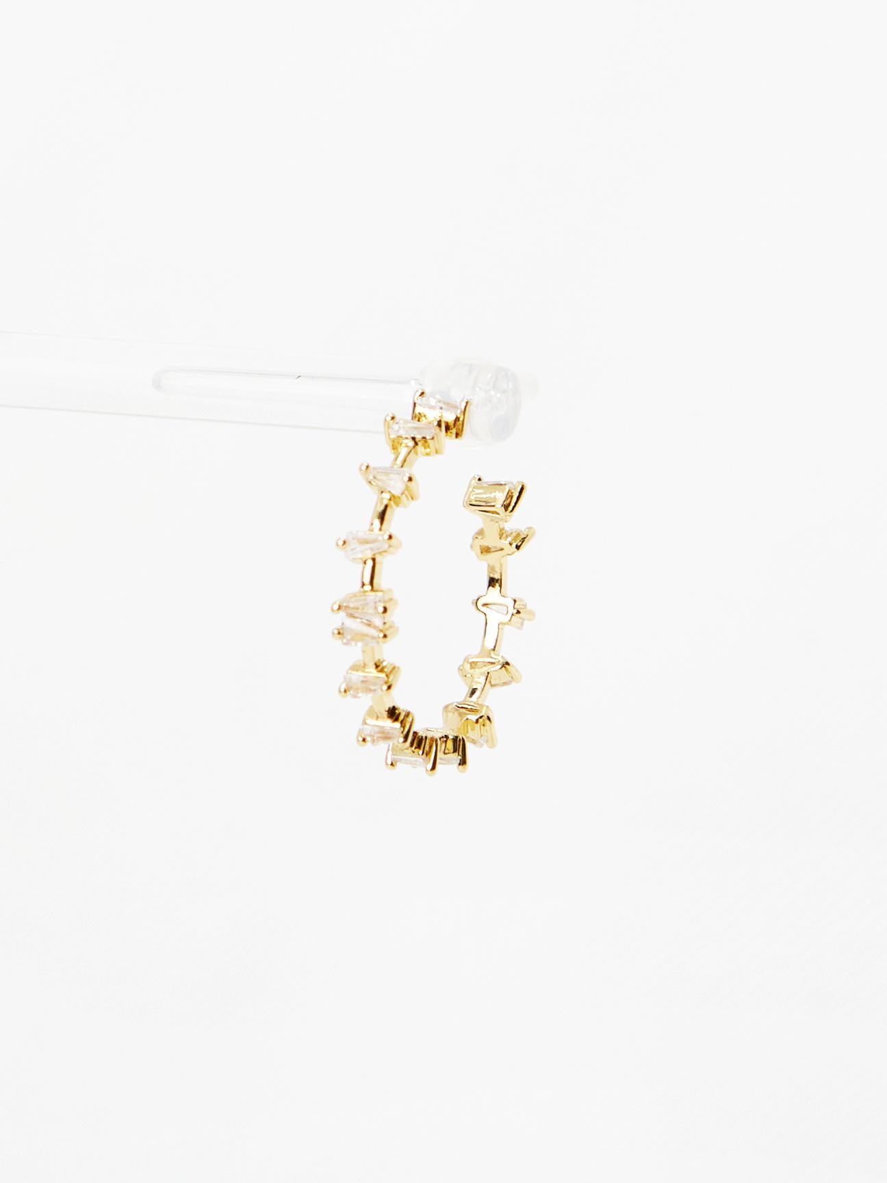Triangle Cut Stone Hoop Earrings