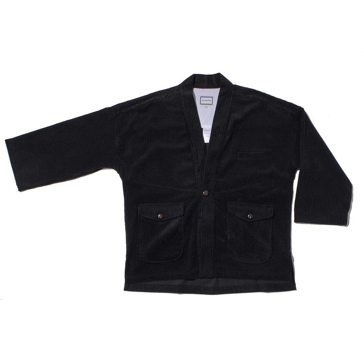 VINTAGE CASUAL CORDUROY ROBE - BLACK (M)