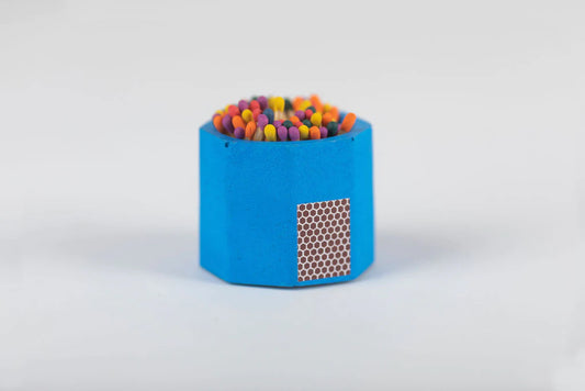 Tenn Prairie Blue Match Holder w/ Striker and Rainbow Matches