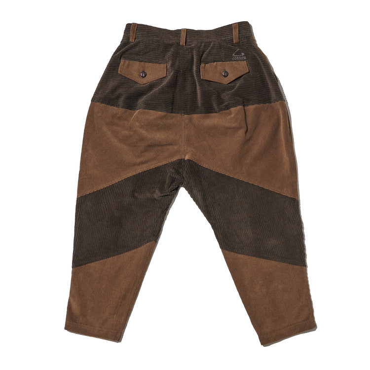 MIXED CORDUROY PATTEN BAGGY PANTS - KHAKI (M/L)