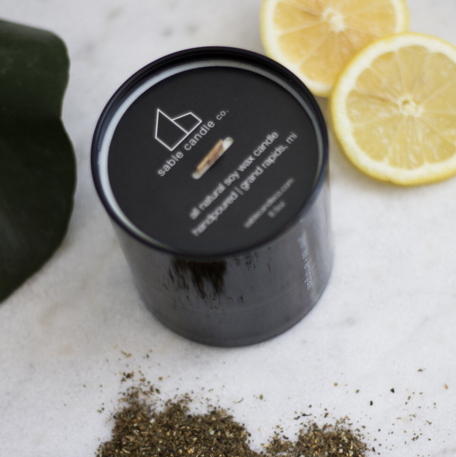 green tea + lemongrass tumbler candle