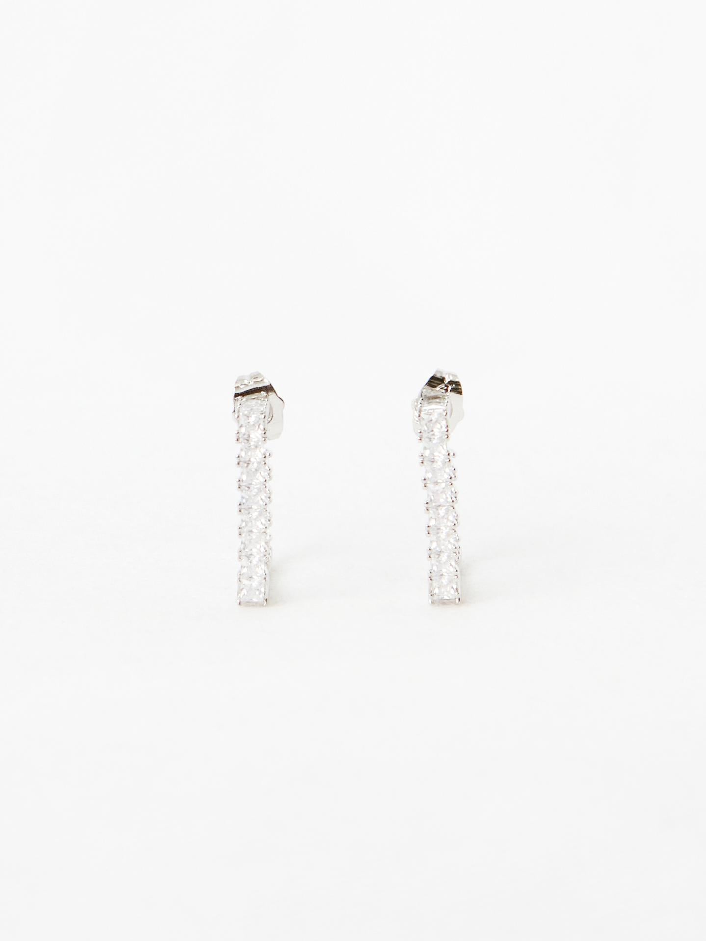 Silver Square Hoops