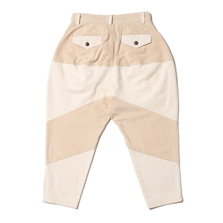 MIXED CORDUROY PATTEN BAGGY PANTS - IVORY (MEDIUM)