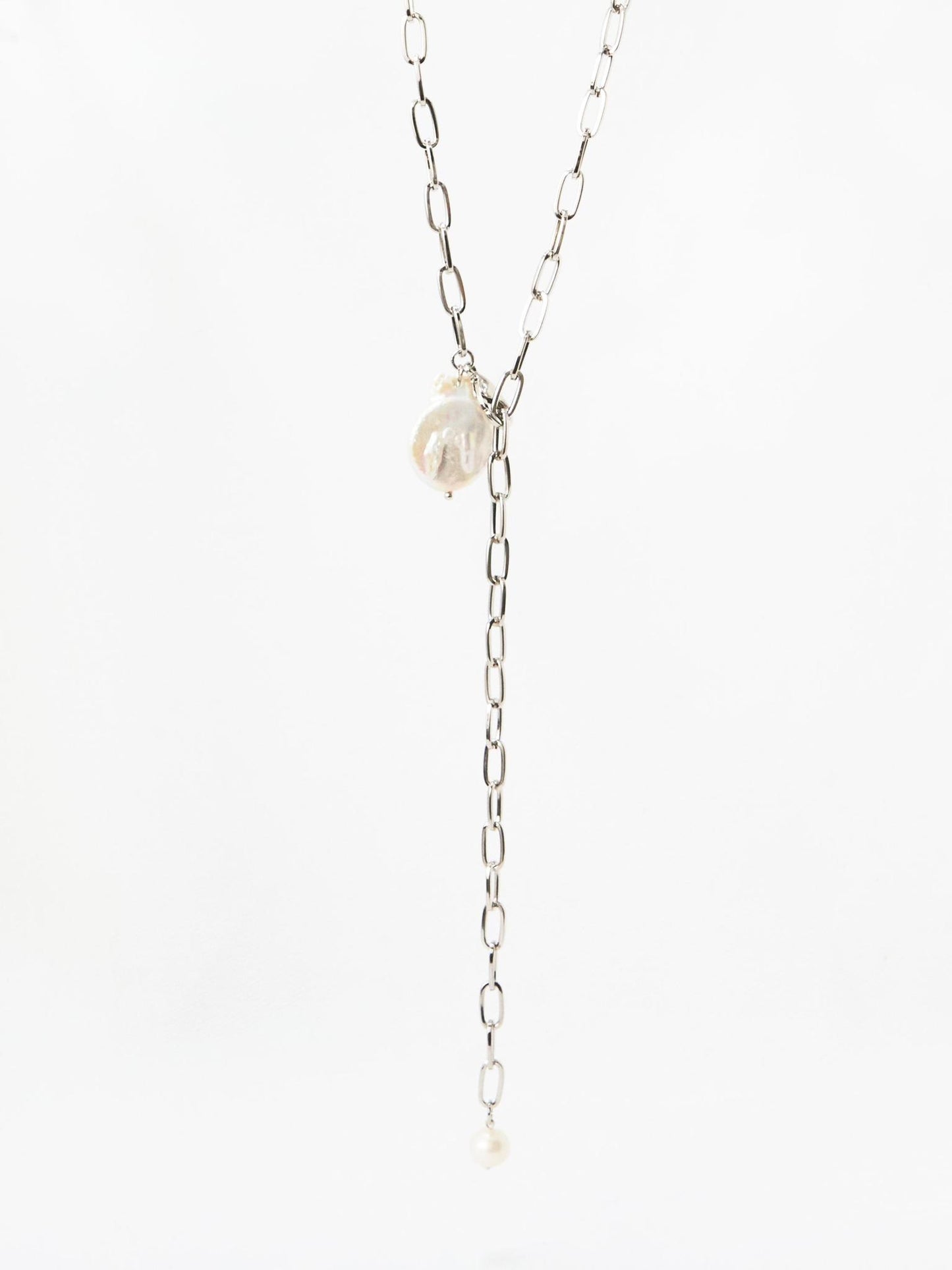 Pearl Chain Long Necklace (2color)