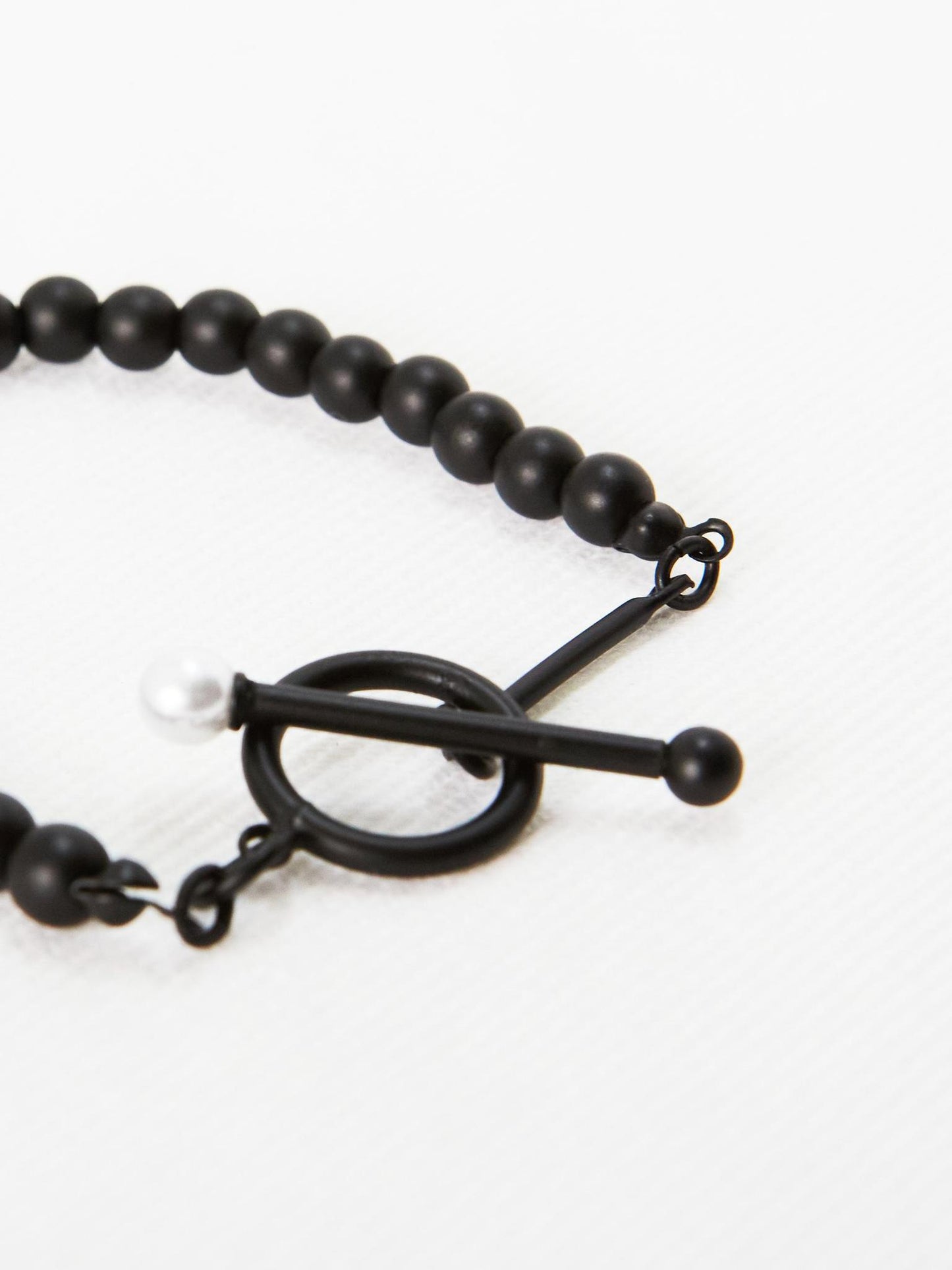 Black Sphere and Pearl Toggle Bracelet