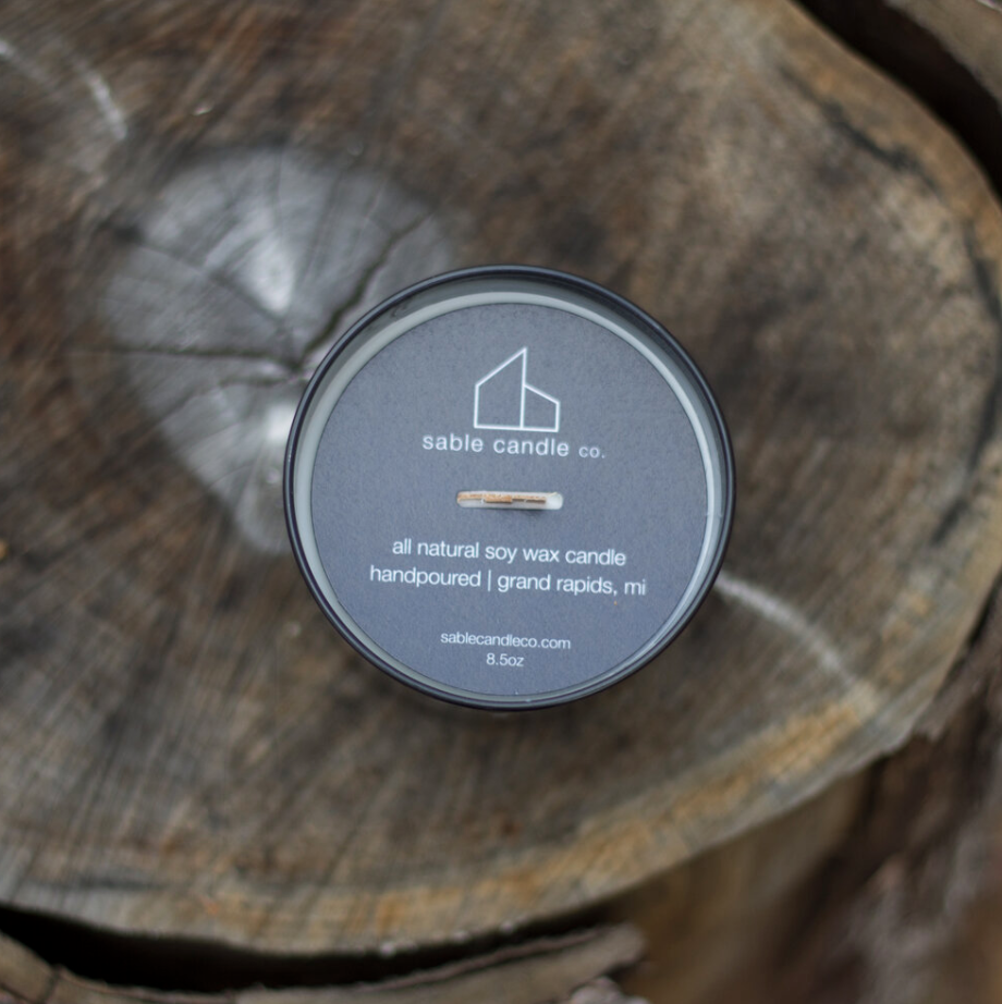 pine + scotch tumbler candle