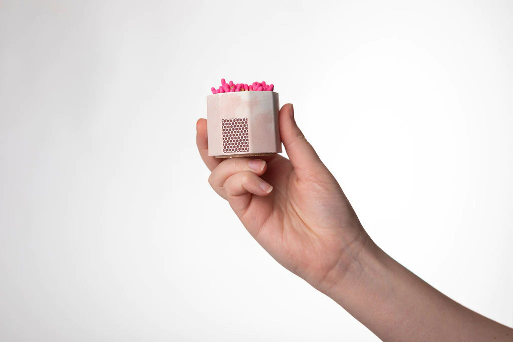 Tenn Prairie Pink & White Match Holder w/ Striker and Pink Matches