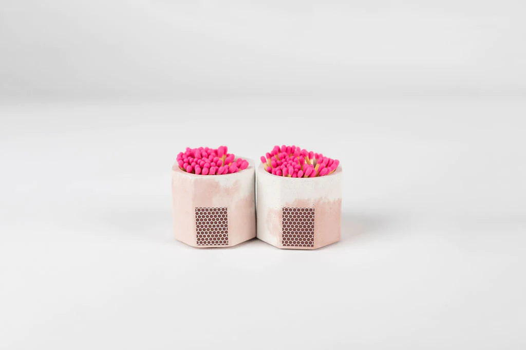 Tenn Prairie Pink & White Match Holder w/ Striker and Pink Matches