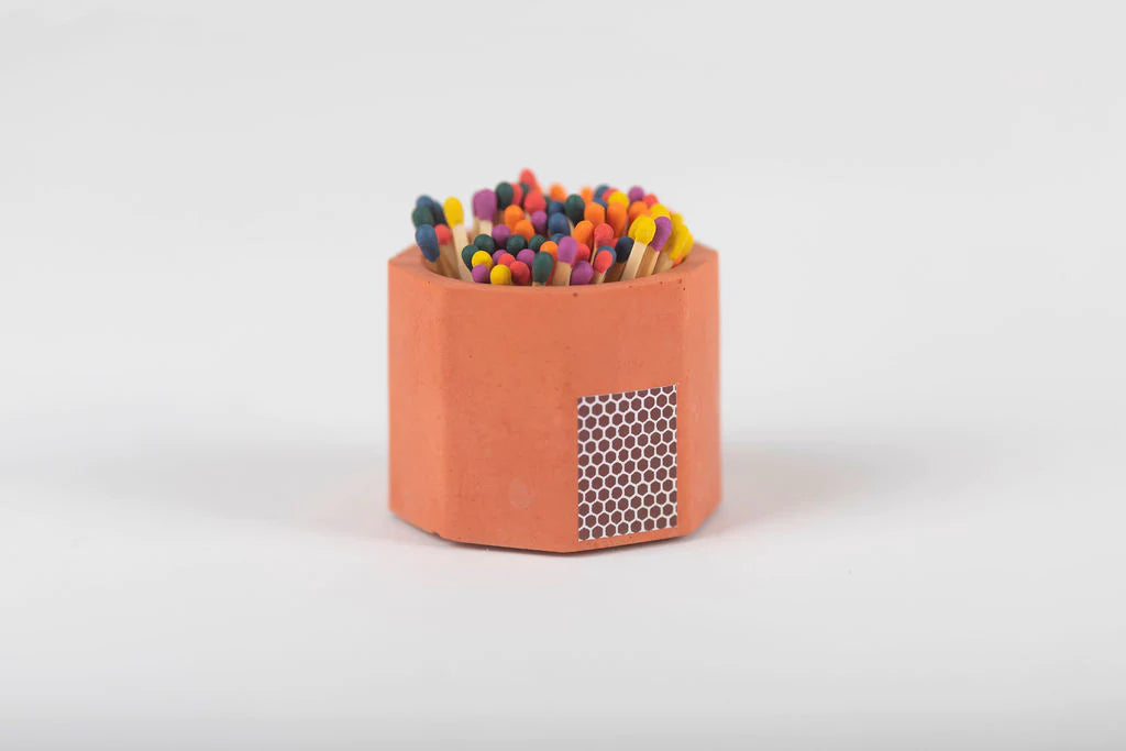 Tenn Prairie Brick Match Holder w/ Striker and Rainbow Matches