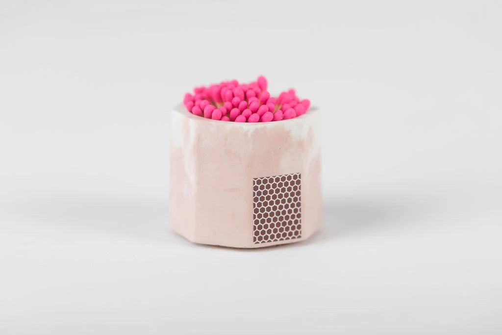 Tenn Prairie Pink & White Match Holder w/ Striker and Pink Matches