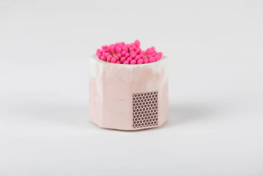 Tenn Prairie Pink & White Match Holder w/ Striker and Pink Matches