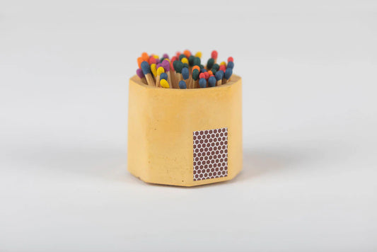 Tenn Prairie Yellow Match Holder w/ Striker and Rainbow Matches