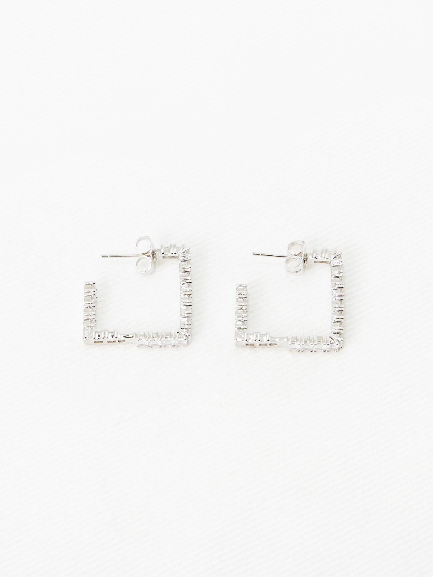 Silver Square Hoops