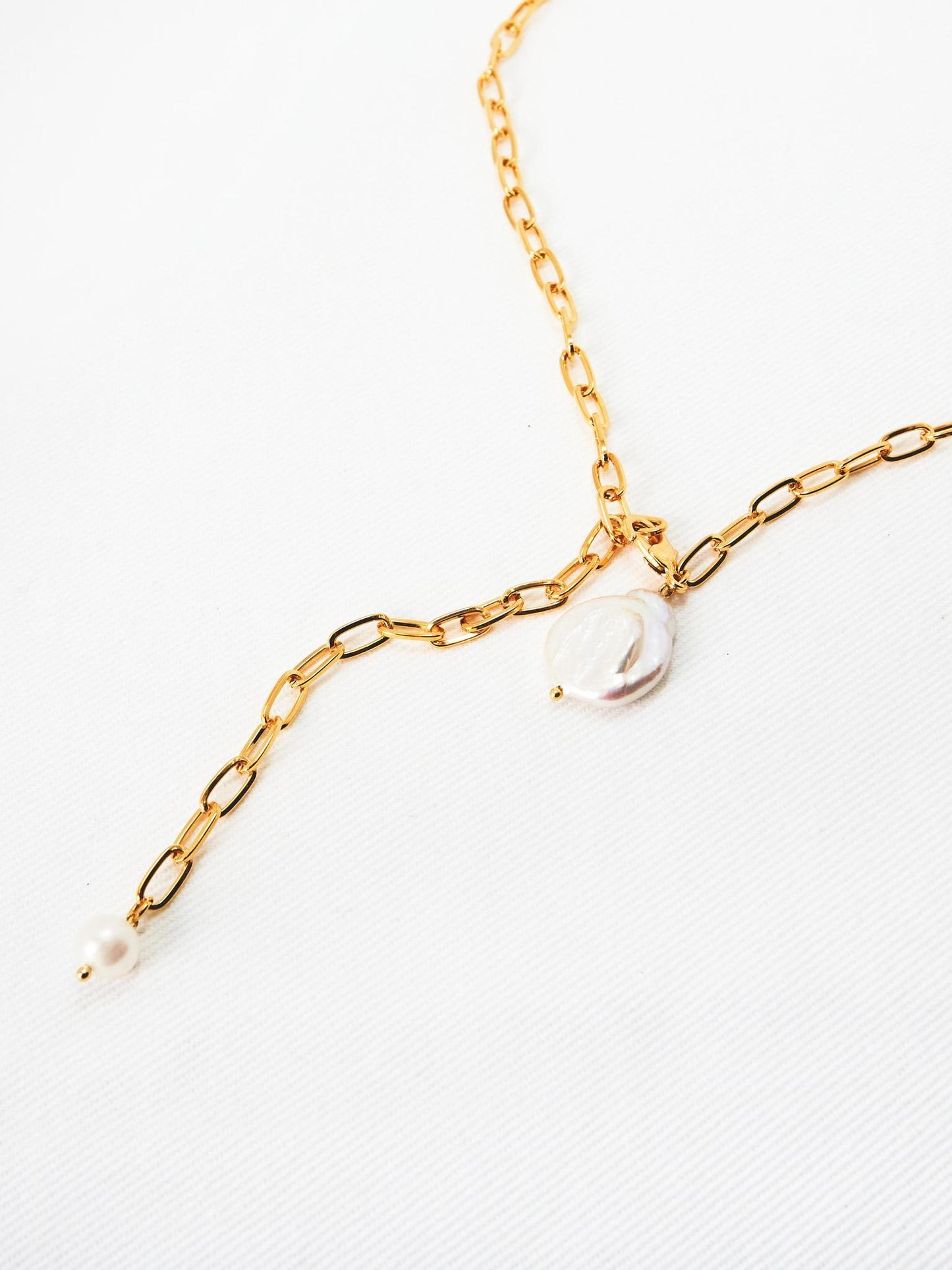 Pearl Chain Long Necklace (2color)