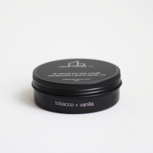 tobacco + vanilla mini tin candle
