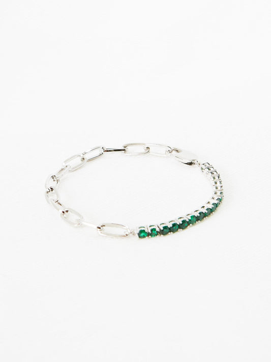 Double Chain Green Tennis Bracelet