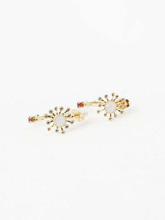 Opal Flower Hoops