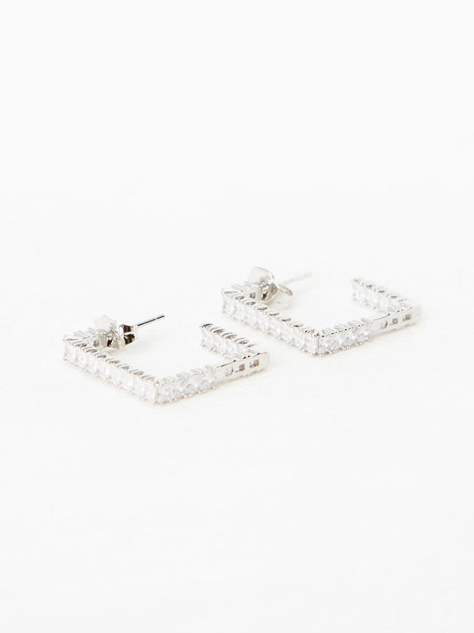 Silver Square Hoops